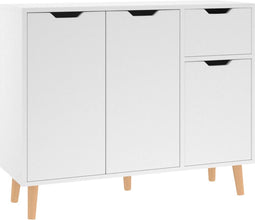 vidaXL - Dressoir - 90x30x72 - cm - bewerkt - hout - wit
