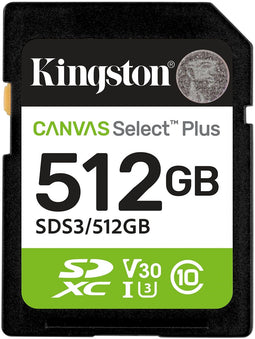 Kingston Canvas Select Plus Gen. 3 - SDXC 512GB - UHS-I tot 150MB/s - Class 10, V30
