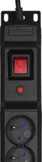 ActiveJet Combo 12 Socket Power Strip 1,5 M Zwart.