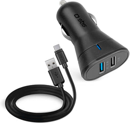 SBS TEKITCRC2U21AUL - Auto oplader - 2 USB 2.0-poorten - Zwart
