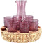 PTMD Hadley Glazen Pitcher - H9 x Ø35,5 cm - 6 stuks - Rieten plateau - Roze