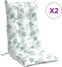 vidaXL - Stoelkussens - 2 - st - hoge - rug - bladpatroon - oxford - stof