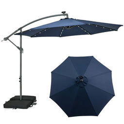 Coast Zweefparasol met LED verlichting - Inclusief zandzakken - Ø3m - Blauw