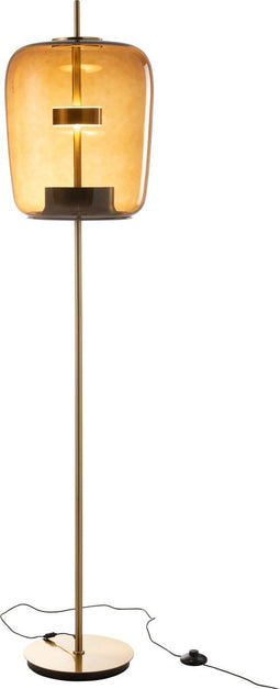 J-Line vloerlamp - glas - bruin - LED lichtjes