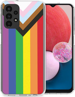 imoshion Hoesje Geschikt voor Samsung Galaxy A13 (4G) Hoesje Siliconen - imoshion Design hoesje - Meerkleurig / Rainbow Flag