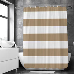 Loti Living Douchegordijn - Waterdicht - Anti Schimmel - Lichtbruin Gestreept - 180 x 200 cm