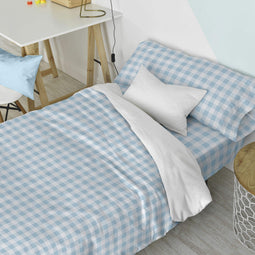 Happy Friday Duvet cover set 2 pieces Vichy blue 180x220 cm (Single) Blue