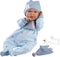 Llorens Huilende Babypop Mimo Blauw met Slabbetje, Knuffeldoek en geluid 42cm