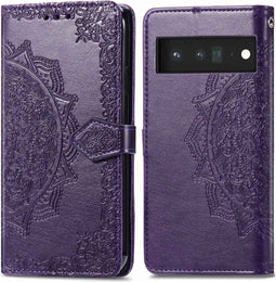 iMoshion Hoesje Geschikt voor Google Pixel 6 Pro Hoesje Met Pasjeshouder - iMoshion Mandala Bookcase - Paars