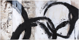 PTMD Jor Black Canvas Circle Painted Wallpanel Rectangl