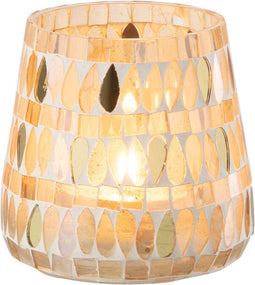 J-Line windlicht Mozaiek - glas - beige - medium