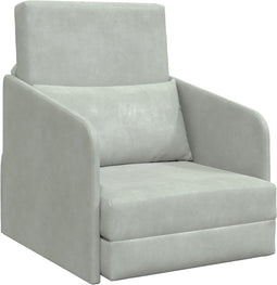 vidaXL - Vloersofa - Bed - 2-in-1 - Lichtgrijs - 65x80x83 - cm - Velours