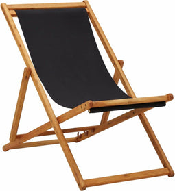 vidaXL - Strandstoel - inklapbaar - eucalyptushout - en - stof - zwart