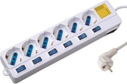 Ewent EW3932 - Stekkerdoos - 6x Type F (randaarde) - 2500 W - 1,5 m snoer - Wit