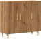 vidaXL - Dressoir - 90x34x80 - cm - bewerkt - hout - artisanaal - eikenkleur