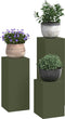 vidaXL - Buitenplantenstandenpilaar - 3 - stuks - Olijfgroen - Staal