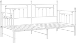 vidaXL - Ligbed - met - Uittrekbed - - - Wit, - 100x200 - cm, - Staal
