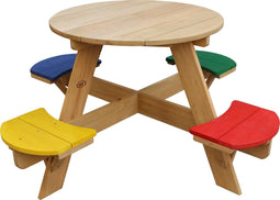 AXI UFO Picknicktafel - Rond - 4 kinderen - 120x120x56cm - Regenboog kleuren
