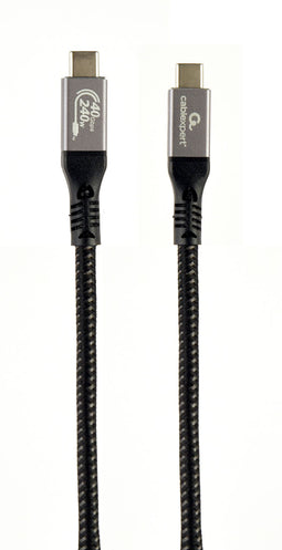 Gembird CCBP-USB4-CMCM240-1.5M - USB4 Type-C Kabel - 240W Opladen 40 Gbps Dataoverdracht - Zilver Zwart