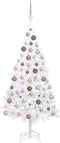 vidaXL - Kunstkerstboom - met - verlichting - en - kerstballen - 150 - cm - PVC - wit