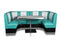 Bel Air Dinerbank Quarter Circle Booth HW-120-120 Turquoise
