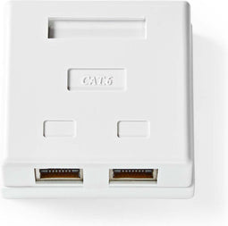 Nedis Netwerk Wanddoos - Opbouw - 2 poort(en) - STP CAT6 - Recht - Female - Goud Verguld - PVC - Wit - Envelop