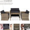 tectake® Wicker tuinloungeset - 2-zitsbank met 2 fauteuils en tafel - Comfortabele kussens - Beige
