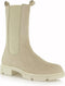 PS Poelman Lynn - Dames Chelsea Enkellaarzen - Nubuck Leer - Licht Beige Taupe - Maat 36