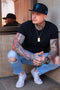 Capiche® Snapback Pet Heren – Nyx – Zwart & Zwart Kunstleer – Verstelbaar met Druksluiting – Sportcap – Baseball Cap – Mannen Cap – Griekse Mythologie