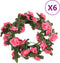 Kerstslingers met bloemen 6 st 240 cm roodroze