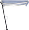 vidaXL - Luifel - handmatig - uittrekbaar - met - LED - 350x250 - cm - blauw - en - wit
