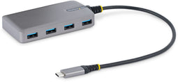 Startech.com 4-Port USB-C Hub - USB C naar 4x USB-A Hub - 5Gbps Bus Powered met Optionele Externe Voeding - Grijs