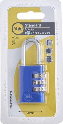 Yale hangslot aluminium blauw