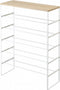 Yamazaki Schoenenrek met Houten Bovenblad - 6 niveaus - Tower - Wit