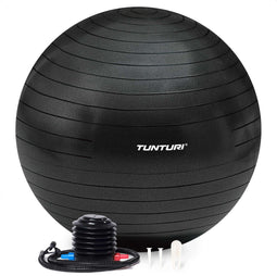 Tunturi Anti Burst Fitnessbal - Yoga bal 90 cm - 220 kg gebruikersgewicht - Incl Pomp - Zwart