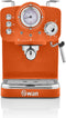 Swan Retro Espressomachine – Gemalen Koffie & Pads – Met Melkopschuimer – Oranje