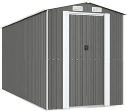 vidaXL - Tuinschuur - 192x440x223 - cm - gegalvaniseerd - staal - lichtgrijs