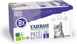 Yarrah Bio Kattenvoer Multipack Paté Graanvrij Kip - Kalkoen 8 x 100 gr