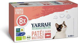 Yarrah Bio Kattenvoer Multipack Paté Graanvrij Zalm - Zeewier 8 x 100 gr