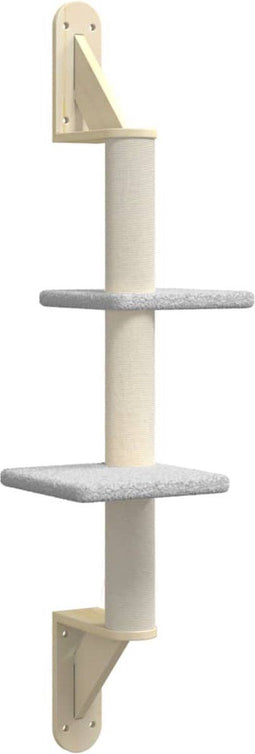 vidaXL - Kattenmeubel - wandgemonteerd - met - krabpaal - 108 - cm - lichtgrijs