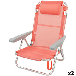 Klapstoel met Hoofdsteun Aktive Flamingo Koraal 48 x 84 x 46 cm (2 Stuks)