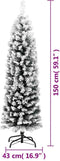 vidaXL - Kunstkerstboom - met - sneeuw - smal - 150 - cm - PVC - groen
