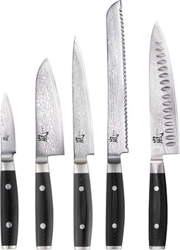 Yaxell Ran Messenset - 5-delig - 69 Lagen Damaststaal - VG10 Staal - 61 HRC - Canvas-Micarta Heft