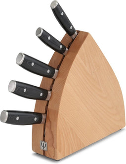 Yaxell Ran Messenset - 6-delig - Beukenhouten Messenblok met 5 Messen - 69 Lagen Damaststaal - VG10 Staal - 61 HRC - Canvas-Micarta Heft