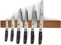 Yaxell Ran Messenset - 7-delig - Magnetische Magneetstrip Bamboe met 6 Messen - 69 Lagen Damaststaal - VG10 Staal - 61 HRC - Canvas-Micarta Heft