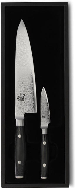 Yaxell Ran Messenset - Giftset - 2-delig - Koksmes 20 cm & Schilmes 8 cm - 69 Lagen Damaststaal - VG10 Staal - 61 HRC - Canvas-Micarta Heft