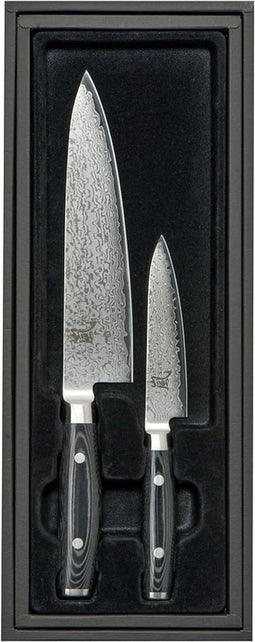 Yaxell Ran Messenset - Giftset - 2-delig - Koksmes 20 cm & Universeelmes 12 cm - 69 Lagen Damaststaal - VG10 Staal - 61 HRC - Canvas-Micarta Heft