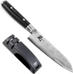 Yaxell Ran Messenset - Giftset - 2-delig - Santoku Mes 16,5 cm en Messenlijper - 69 Lagen Damaststaal - VG10 Staal - 61 HRC - Canvas-Micarta Heft
