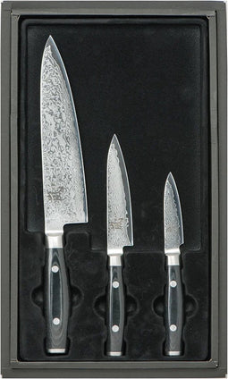 Yaxell Ran Messenset - Giftset - 3-delig - Koksmes 20 cm, Universeelmes 12 cm & Schilmes 8 cm - 69 Lagen Damaststaal - VG10 Staal - 61 HRC - Canvas-Micarta Heft
