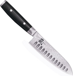 Yaxell Ran Santoku Koksmes 16.5cm met Kuiltjes - 69 Lagen Damaststaal - VG10 Staal - 61 HRC - Canvas-Micarta Heft